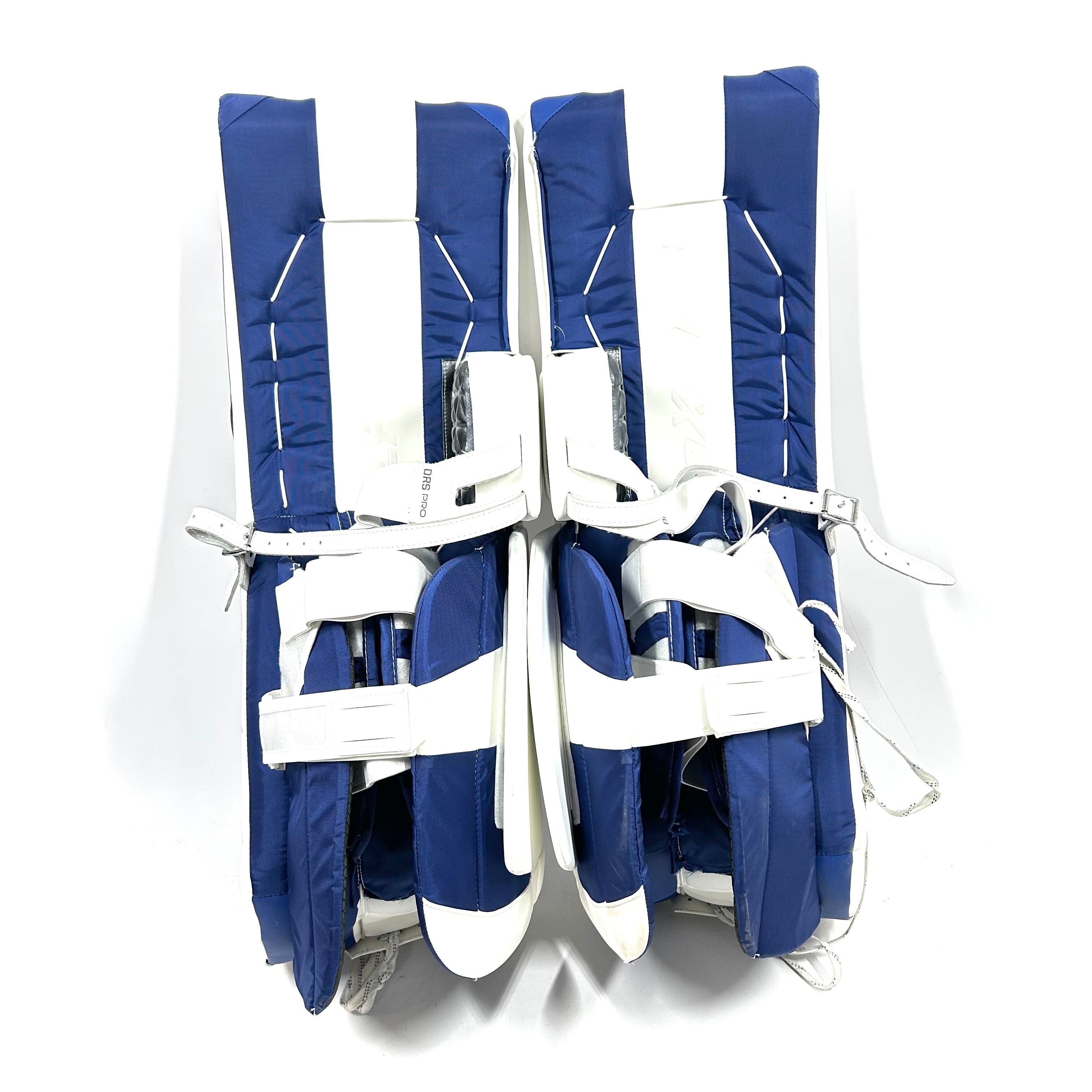 CCM Extreme Flex 6 - Jambières de gardien de but senior CHL Pro Stock d'occasion (blanc/bleu)